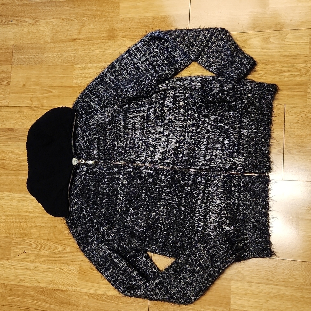 Listicle zip front mohair blend cardigan sweater sz small